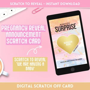 Gravidanza rivelazione Scratch Card - Annuncio digitale del bambino - Divertente unica sorpresa carina neonato in arrivo - Download istantaneo