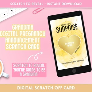 Gratta e vinci per la rivelazione della gravidanza della nonna - Annuncio divertente e unico - Simpatico bambino a sorpresa in arrivo - Download istantaneo