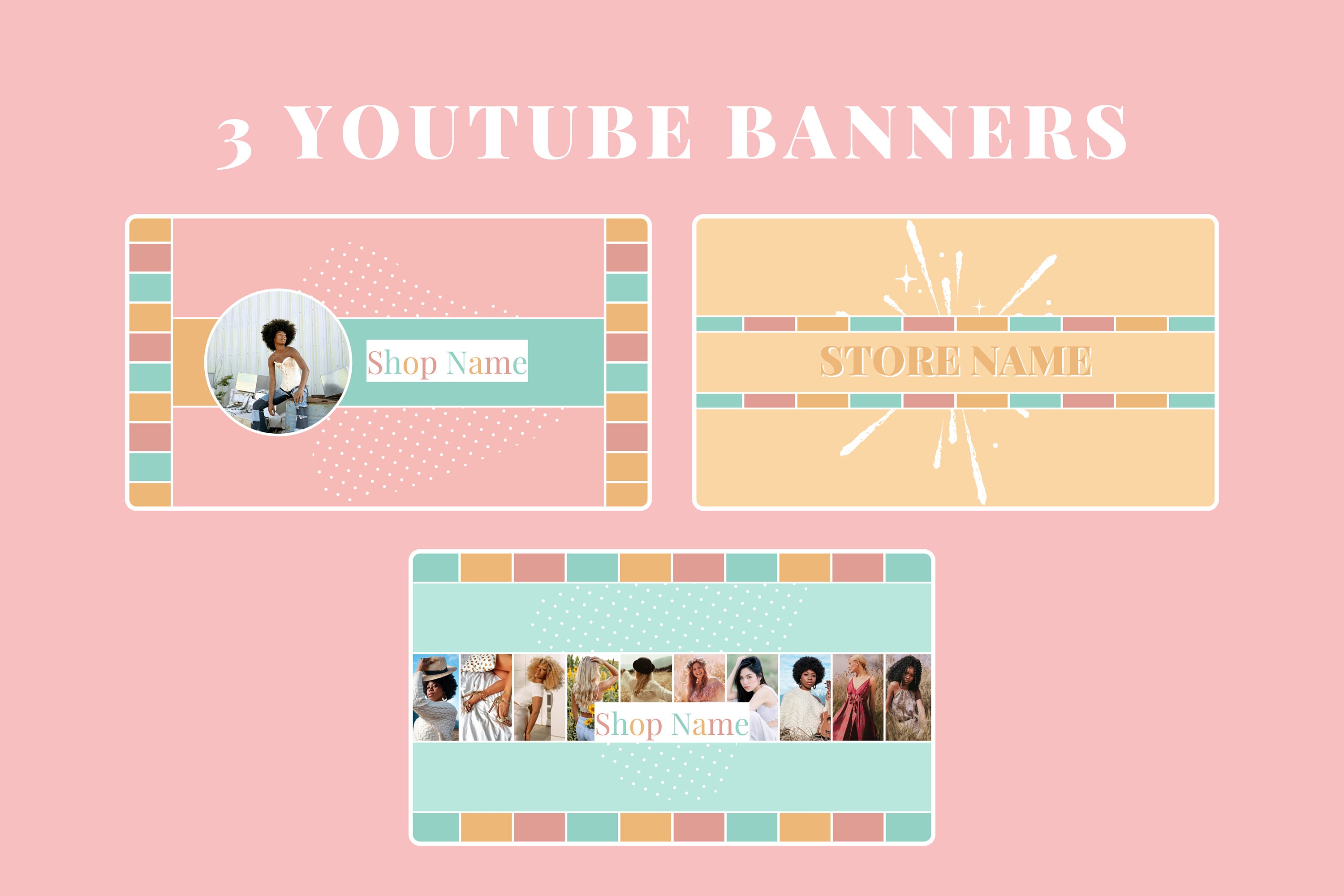 Süße Youtube Banner Vorlagen - Facebook Cover Vorlagen - Pinterest Banner  Set - Miniaturbilder - In Canva bearbeiten - Etsy Österreich, image size:3000x2000