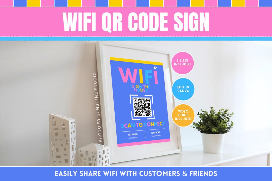 Wifi QR Code Sign - Editable Wifi Password Sign - Printable and Edit in ...