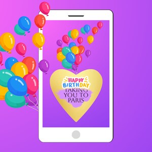 Carte numérique à gratter - Révélez un message cadeau d'anniversaire surprise - Personnalisé avec votre propre texte