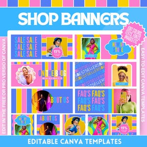 Shop Banner Template Bundle - Eye-Catching Design for Your Online Store - Colorful and Cute Store Banners - Edit in Canva