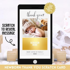 Biglietto di ringraziamento per neonato - Biglietto digitale con messaggio personalizzato a sorpresa unico e divertente