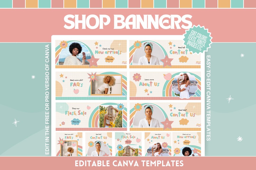 Shop Banner Template Bundle - Colorful Boho Design for Your Online ...