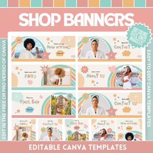 Shop Banner Template Bundle - Colorful Boho Design for Your Online Store - Modern Boho Store Banners - Edit in Canva