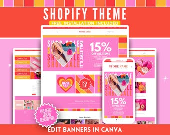 Shopify Theme - Colorful Canva Banners & Logo Templates - Easy Website Setup - Perfect for Fashion, Clothing, Boutique, Jewelry