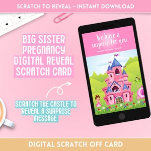 Biglietto da grattare per la rivelazione della gravidanza della sorella maggiore - Annuncio divertente e unico - Simpatico bambino a sorpresa in arrivo - Download istantaneo
