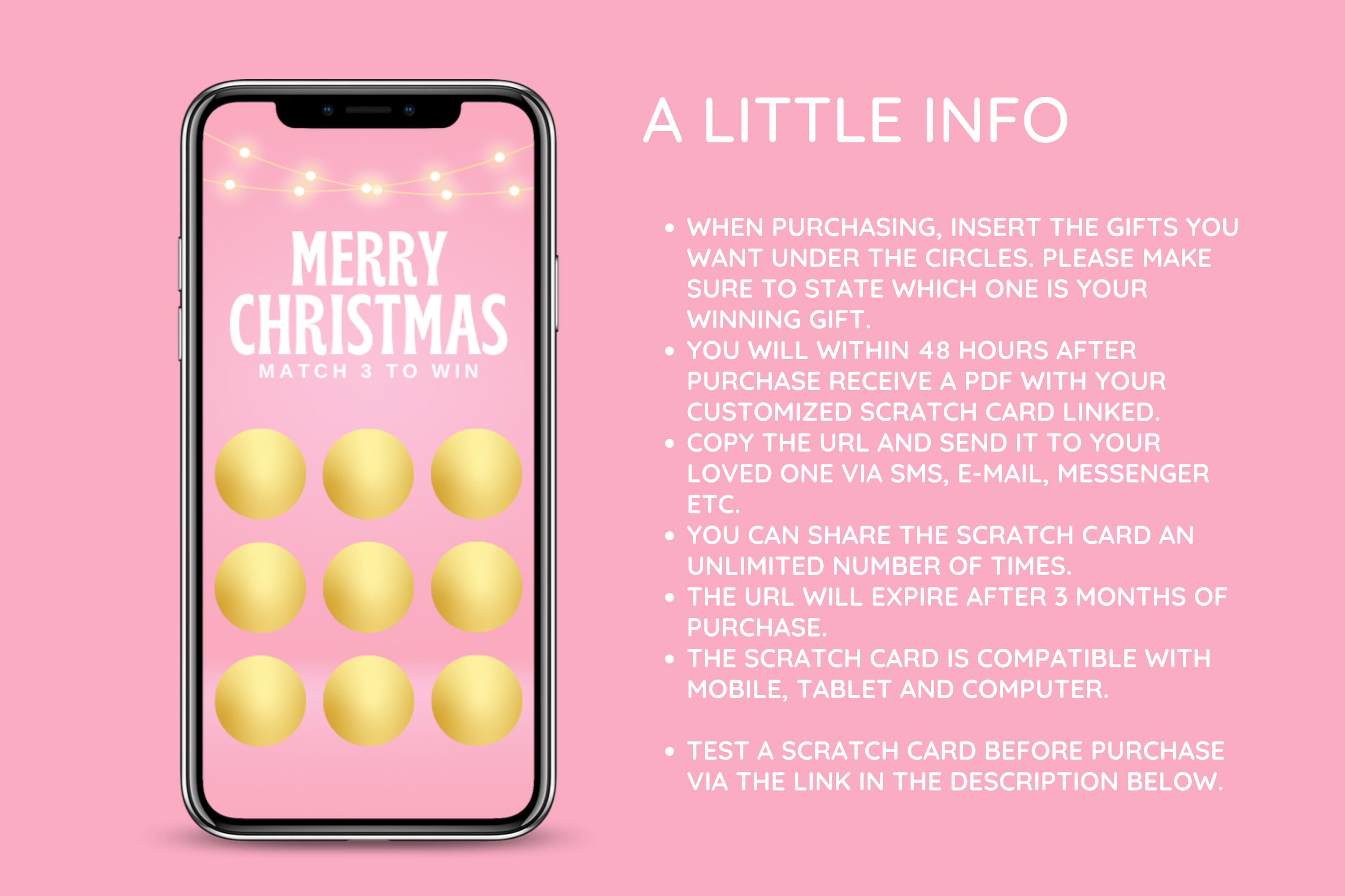 Personalised Foil Christmas Card, Surprise Reveal Scratch Off Ticket Custom Holiday Greeting With Scratch To Reveal Message Copy - View #9