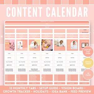 Peach Sunrise Social Media Planner | Google Sheets | Content Planner | Content Calendar | Instagram Planner | Social Media Tracker