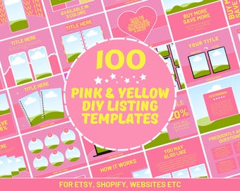 100 Etsy Listing Mockup Templates for Digital and Physical Products - Colorful Templates Perfect for Most Product Niches - Edit in Canva