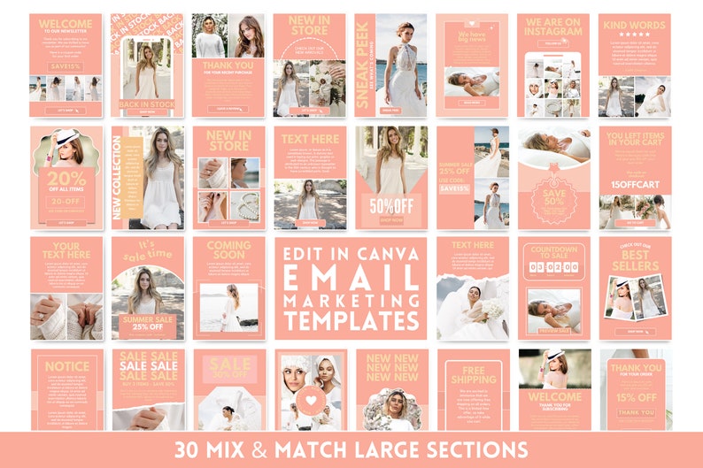Newsletter Template Bundle - Cute Email Marketing Campaign Kit - Fun Email Template Designs for ...