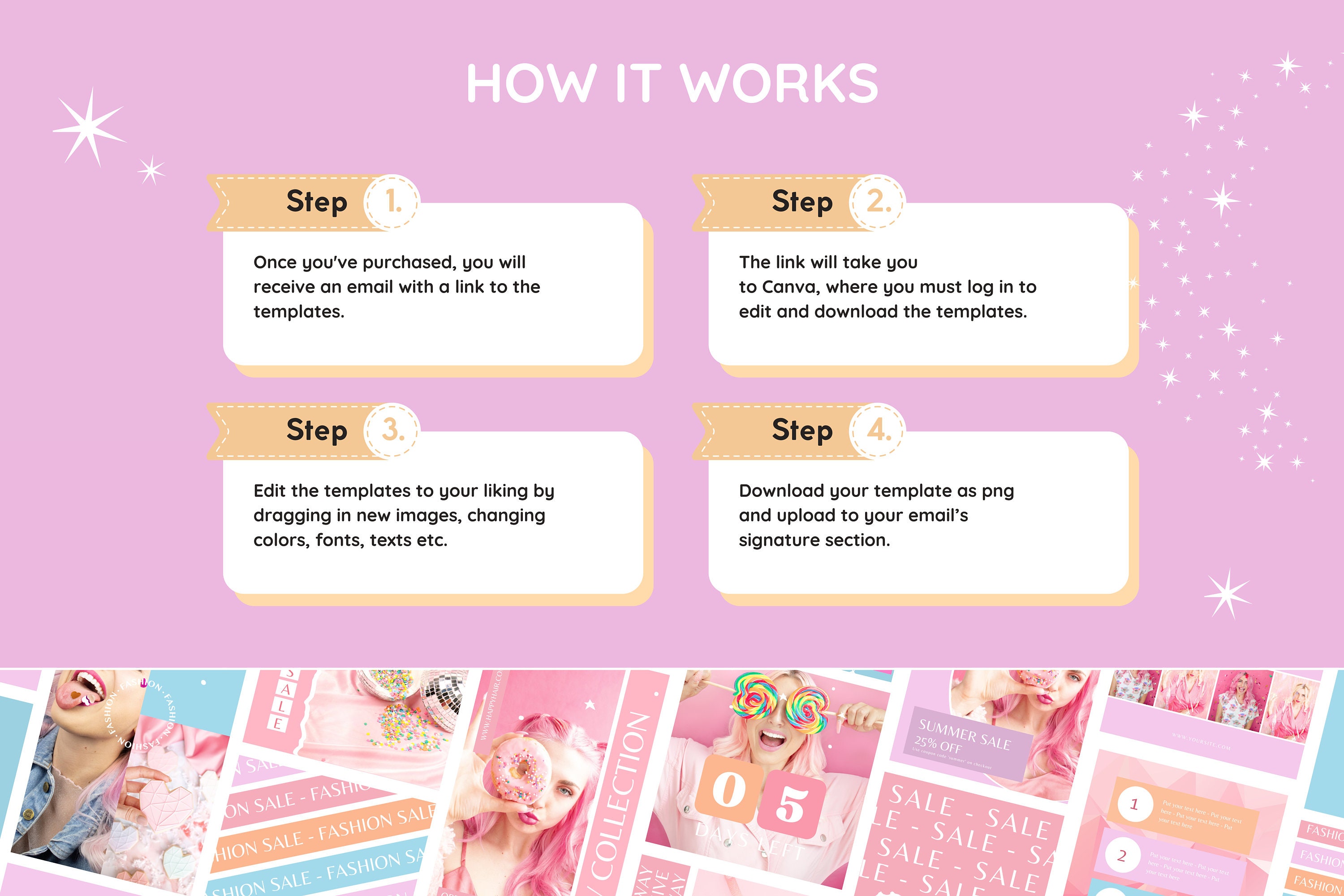 Fun Email Signature Set Bundle of 4 Editable Email Templates Edit