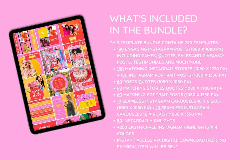 Instagram Template Bundle: Posts, Stories, Carousels, Quotes, Highlight Covers - Bright Colorful Social Media Branding Kit - Sunkissed Vibes image 3