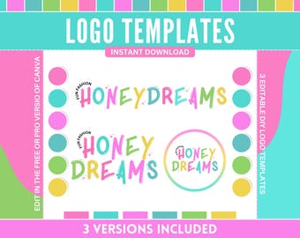 Niedliche DIY Logo-Vorlagen - Helle und Bunte Business Logo-Vorlagen - In Canva bearbeiten - Sofort-Download