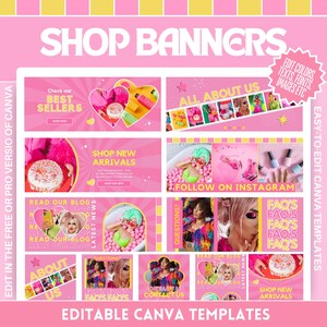 Shop Banner Template Bundle - Eye-Catching Design for Your Online Store - Colorful and Cute Store Banners - Edit in Canva