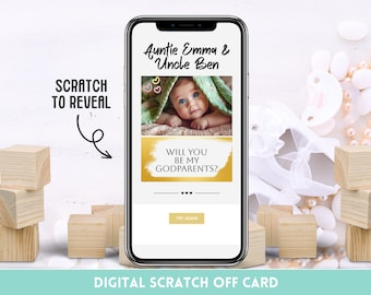 Digital Godparents Proposal Scratch Card - Will you be my Godparents - Fun Unique Surprise Personalized Proposal Card