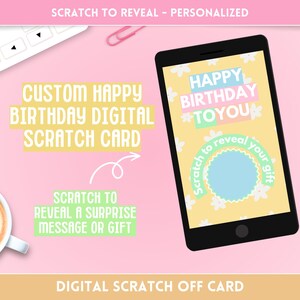 Biglietto da grattare con sorpresa di compleanno - Ideale per avventure di viaggio, serate di concerti e giornate in spa! Messaggio di rivelazione regalo personalizzato colorato