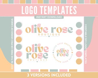 Pastell DIY Logo Vorlagen - Niedliche Business Logo Vorlagen - In Canva bearbeiten - Sofort Download