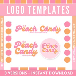 Pastel DIY Logo Templates - Cute Business Logo Templates - Edit in Canva - Instant Download