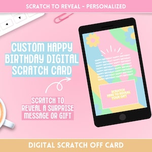 Carte d'anniversaire à gratter surprise - Idéale pour les voyages aventures, les soirées concert et les journées au spa ! Message de révélation de cadeau personnalisé coloré