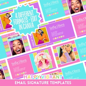 Buntes E-Mail-Signatur-Bundle - Set mit 4 bearbeitbaren Regenbogen-E-Mail-Vorlagen - In Canva bearbeiten