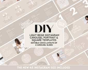 Neutral Instagram Carousel Bundle - Light Beige Grid Template - Perfect for Fashion, Boutique, Accessories, Jewelry, Clothing
