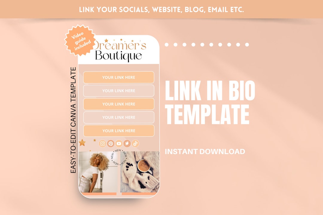 Link in Bio Template Cute Instagram Landing Page Canva Etsy Link in Bio Template Cute Instagram Landing Page Canva Etsy
