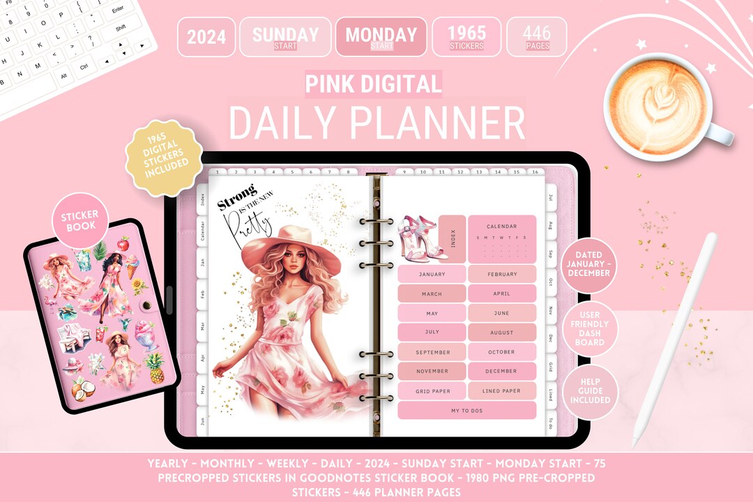Pink Daily Digital Planner Perfect for Goodnotes and Notability ...