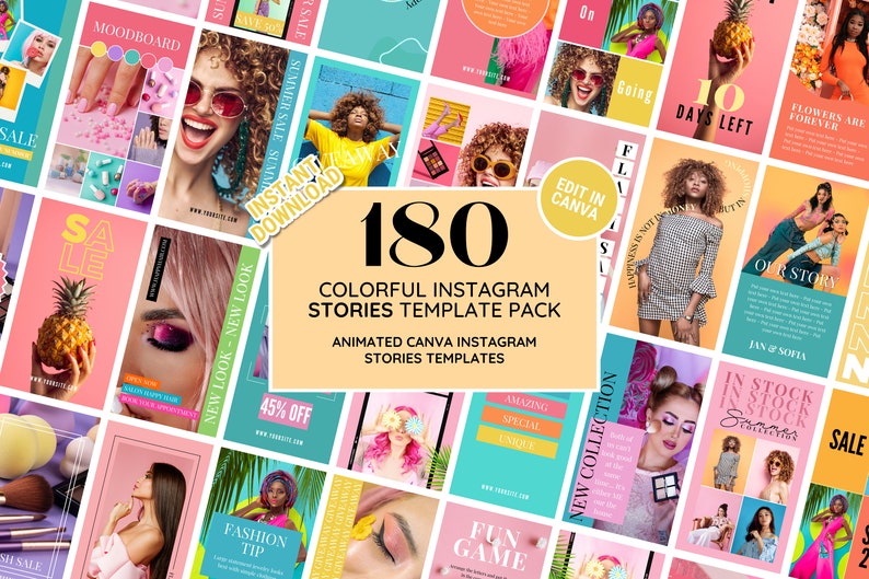 Instagram Template Story Bundle: Colorful Social Media Branding Kit ...
