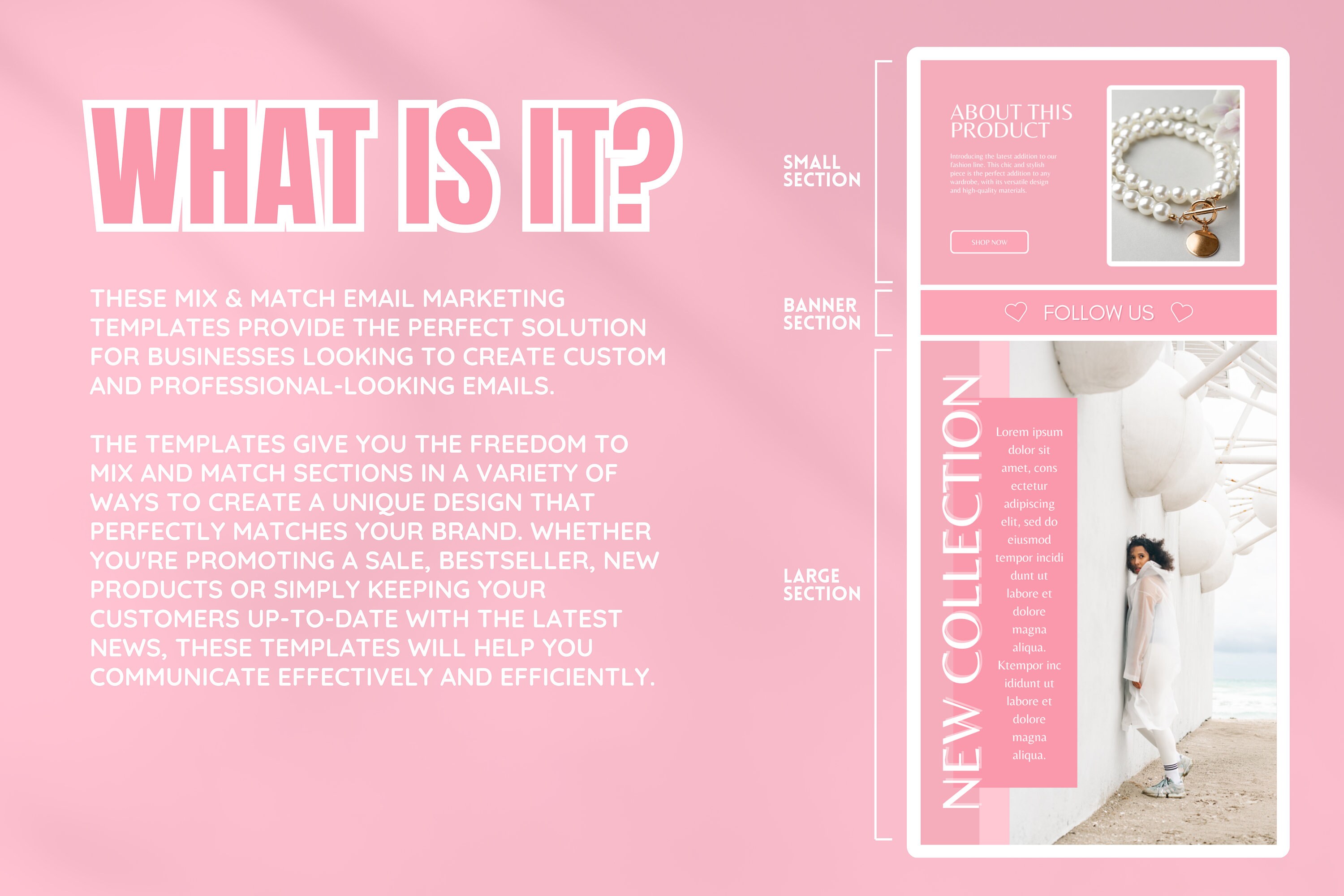 Newsletter Template Bundle - Cute Pink Email Marketing Campaign Kit ...