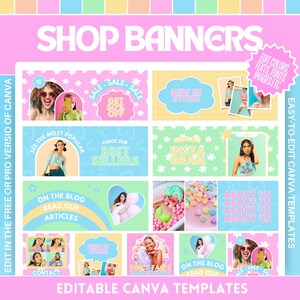 Shop Banner Template Bundle - Eye-Catching Design for Your Online Store - Colorful and Cute Store Banners - Edit in Canva