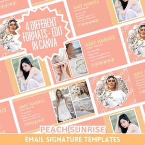 Lot de signatures d'e-mails féminines - Lot de 4 modèles d'e-mails modifiables mignons - Modifier sur Canva