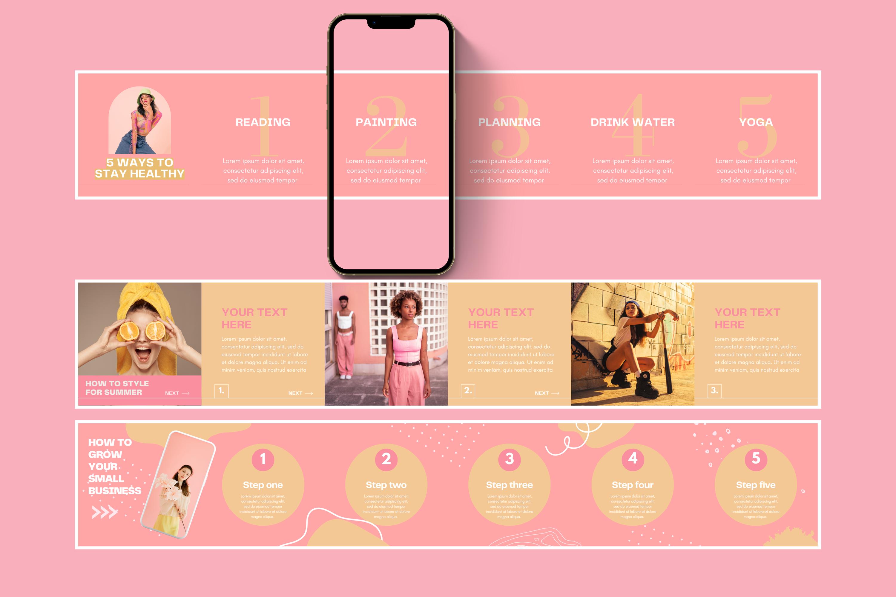 Cute Eye-catching Instagram Carousel Templates Perfect for Beauty ...