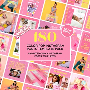 Pacchetto di post modello Instagram: feed social media Color POP perfetto per boutique, abbigliamento, saloni, piccole imprese, moda - Modifica in Canva