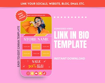 Link in Bio Template - Stand out on Social Media with a colorful Instagram Landing Page - Canva Website for Fashion, Ecommerce, Boutique
