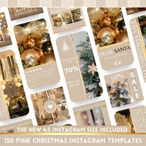 Paquete de plantillas navideñas para Instagram: publicaciones navideñas festivas, retratos, historias y portadas destacadas - Kit Canva para redes sociales de temporada