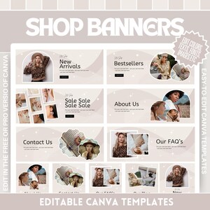 Shop Banner Template Bundle - Boho Design for Your Online Store - Neutral Beige Store Banners - Edit in Canva