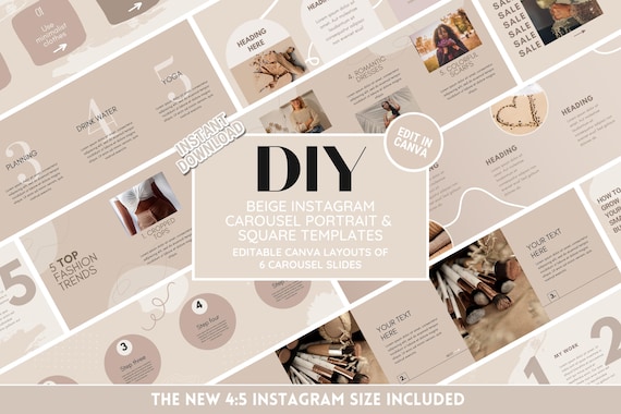 Beige Instagram Carousel Templates | Canva Portrait and Post Templates | Instagram Template | Marketing Templates | Carousel Instagram