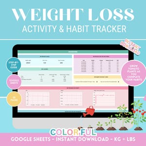 Gewichtsverliestracker: blijf op schema met deze kleurrijke Google Spreadsheets-activiteitenplanner: houd metingen, gewoonten, calorieën en activiteit bij