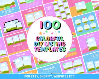 100 Etsy Listing Mockup Templates for Digital and Physical Products - Colorful Templates Perfect for Most Product Niches - Edit in Canva