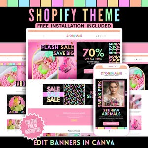Pastel Neon Shopify Theme - Colorful Canva Banners & Logo Templates - Shopify Theme 2.0