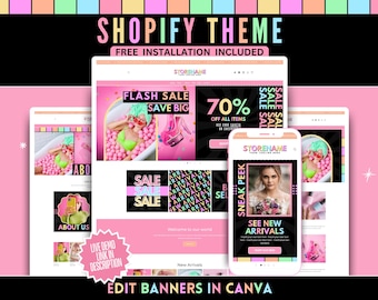 Pastel Neon Shopify Theme - Colorful Canva Banners & Logo Templates - Shopify Theme 2.0