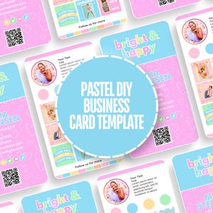 Süße Visitenkarten Vorlage - Pastell Visitenkarten Design - In Canva bearbeiten - Logo inklusive