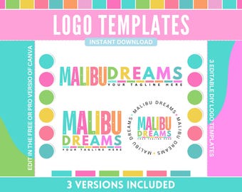 Colorful DIY Logo Templates - Bright & Colorful Business Logo Templates - Edit in Canva - Instant Download
