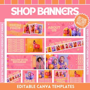 Shop Banner Template Bundle - Eye-Catching Design for Your Online Store - Colorful and Cute Store Banners - Edit in Canva