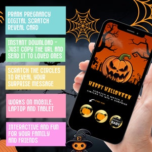Carte numérique à gratter Gender Reveal - Faire-part de bébé surprise Halloween Nous sommes enceintes - Téléchargement immédiat