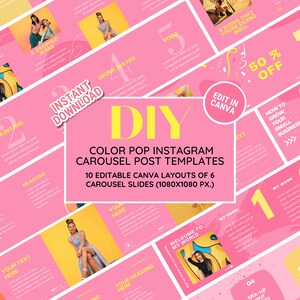Pacchetto Carousel Instagram Colorato - Modello Griglia Femminile - Perfetto per Moda, Boutique, Accessori, Gioielli - Tema Color POP