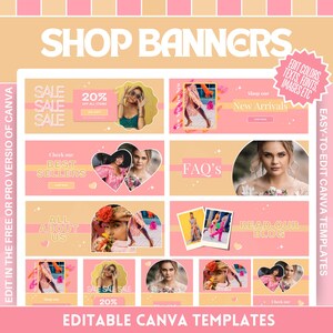 Shop Banner Template Bundle - Eye-Catching Design for Your Online Store - Cute Pastel Store Banners - Edit in Canva