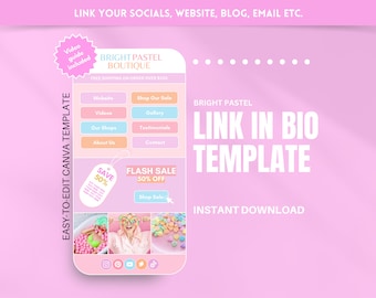 Link in Bio Template - Helle Pastell Mini Website für kleine Unternehmen: Mode, Schönheit, E-Kommerz, Salon, Wimpern, Nägel - Easy Edit in Canva