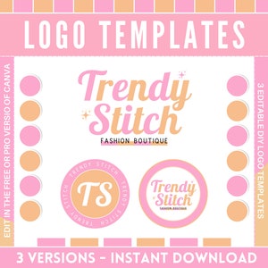 Cute DIY Logo Templates - Pastel Business Logo Templates - Edit in Canva - Instant Download